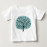 Arbre à fleurs stylisé - bleu clair vert