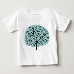T-shirt Pour Bébé Arbre à fleurs stylisé - bleu clair vert