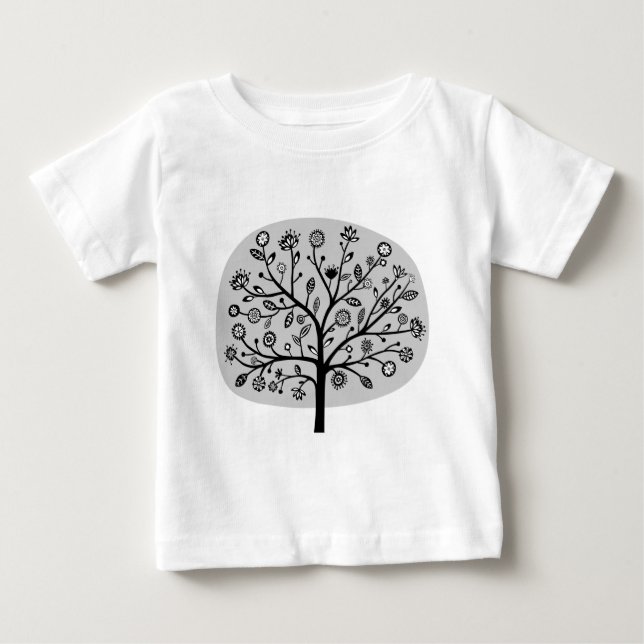 T-shirt Pour Bébé Arbre à fleurs stylisé - gris clair (Devant)