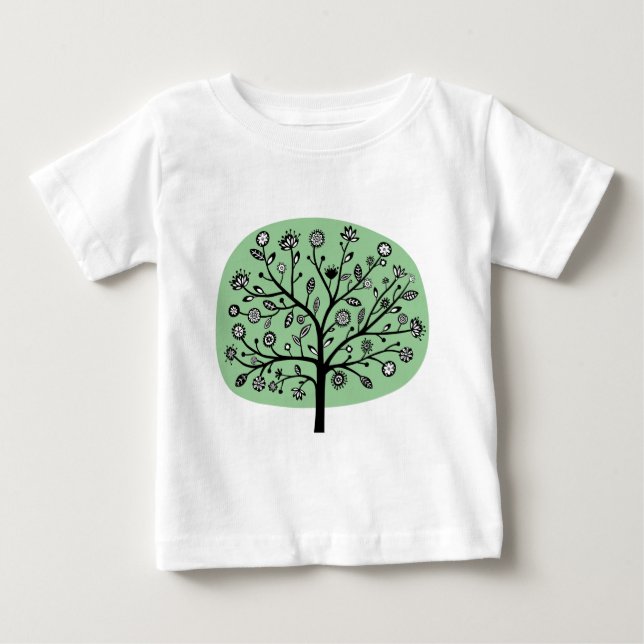 T-shirt Pour Bébé Arbre à fleurs stylisé - Vert dégradé (Devant)