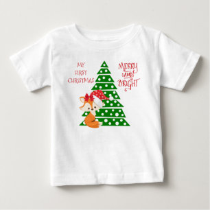 T-shirt Pour Bébé Arbre adorable de Fox et de Noël