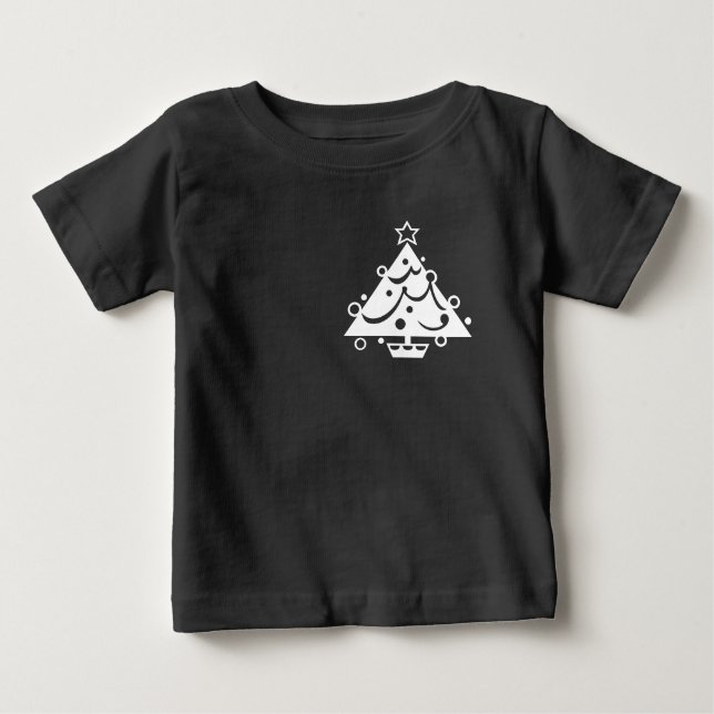 T-shirt Pour Bébé Arbre de Noël avec chemise noire et blanche étoile (Devant)