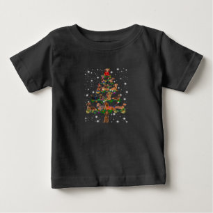 T-shirt Pour Bébé Arbre De Noël De Dachshund Couvert De Flamme De Fl
