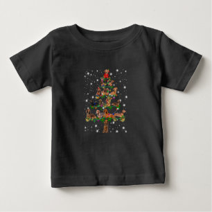 T-shirt Pour Bébé Arbre De Noël De Dachshund Couvert De Lampe De Feu