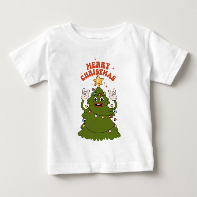T-shirt Pour Bébé Arbre de Noël de Rockin - Un Jam Festif (Devant)