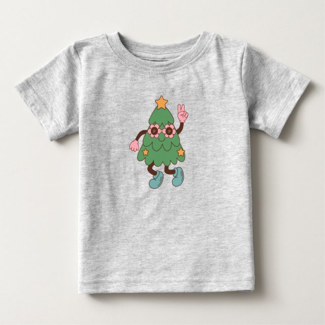 T-shirt Pour Bébé Arbre de Noël idiot (Devant)