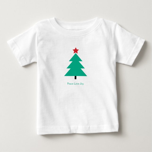 T-shirt Pour Bébé Arbre de Noël Peace Love Joie (Devant)