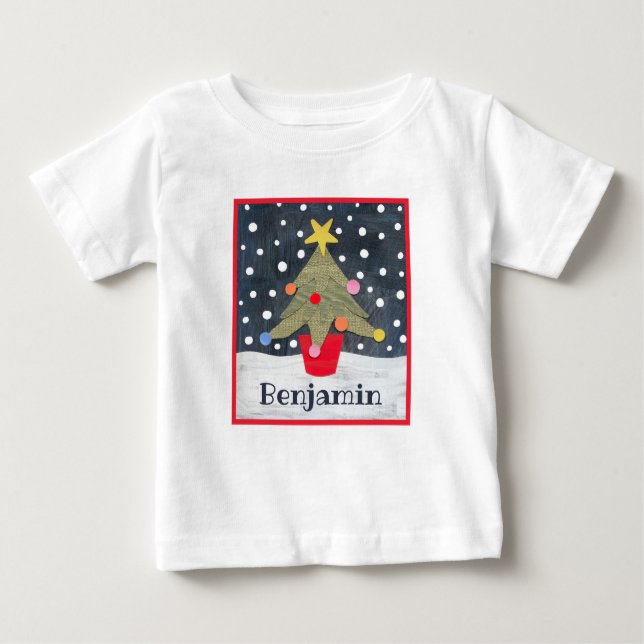 T-shirt Pour Bébé Arbre de Noël personnalisé (Devant)