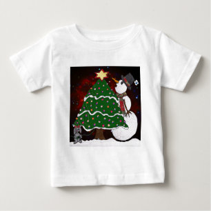 T-shirt Pour Bébé Arbre de Noël Snowman Surprise Art Imprimer
