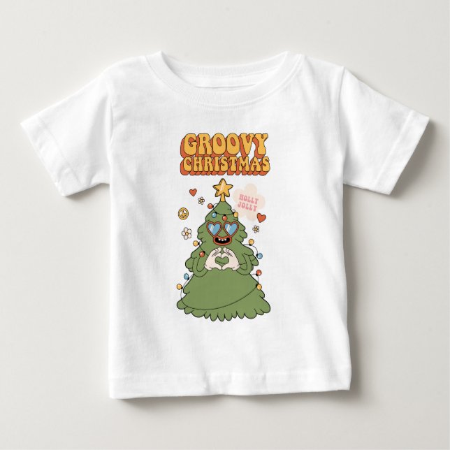 T-shirt Pour Bébé Arbre de Noël super - Vibes Holly Jolly (Devant)