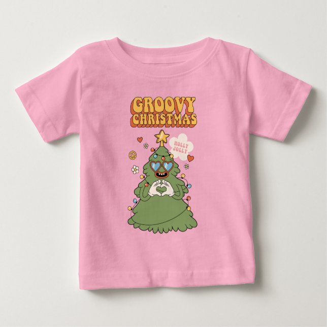 T-shirt Pour Bébé Arbre de Noël super - Vibes Holly Jolly (Devant)