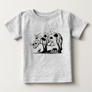 T-shirt Pour Bébé Arbre de rhinocéros d'Afrique Art Nature sauvage