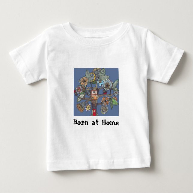 T-shirt Pour Bébé arbre, Né à la maison (Devant)