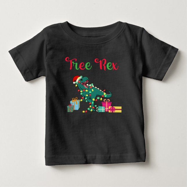 T-shirt Pour Bébé arbre rex tenue de noël bébé (Devant)