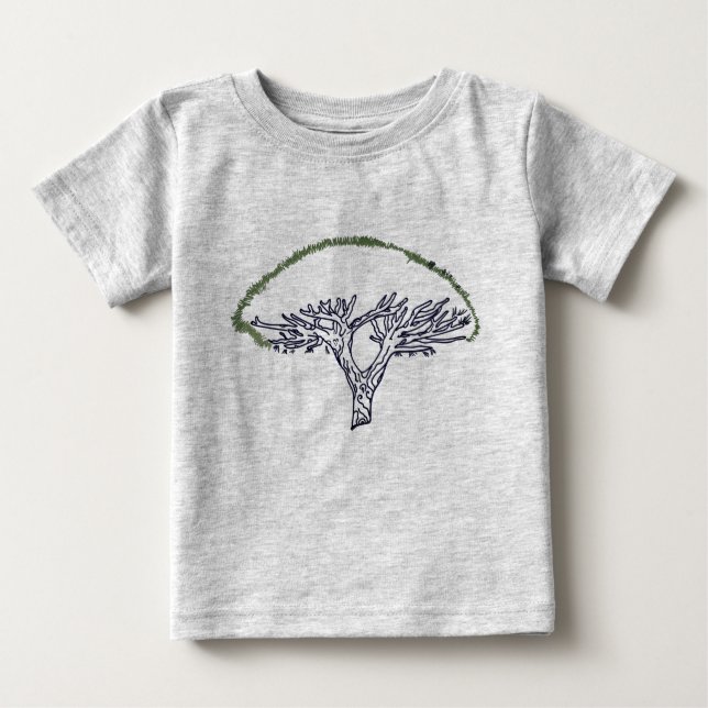 T-shirt Pour Bébé Arbre, Socotra Dragon Tree Dessin Boitier (Devant)