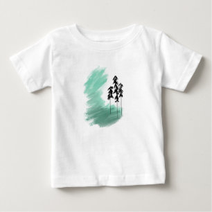 T-shirt Pour Bébé Arbre vert scandinave art simple menthe moderne 