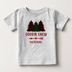 T-shirt Pour Bébé Arbres de Noël à carreaux personnalisés pour l'équ