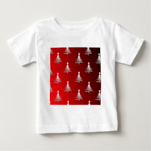 T-shirt Pour Bébé Arbres de Noël en argent sur rouge