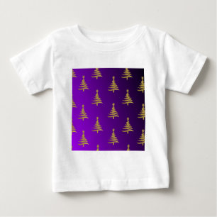 T-shirt Pour Bébé Arbres de Noël Gold sur violet