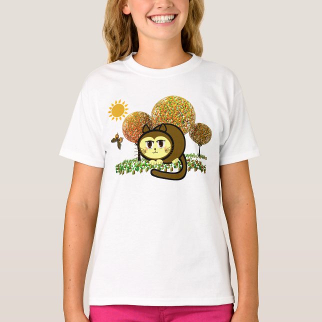 T-shirt Pour Bébé Arbres Sucrés Jelly Bean Chat Mignon (Devant)