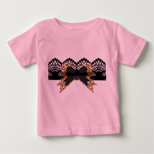 T-shirt Pour Bébé Arc Brown de léopard et tutu noir de rose de