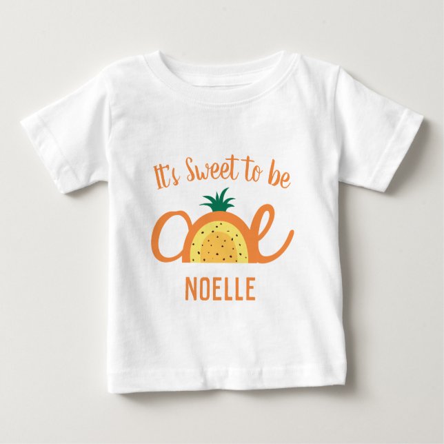 T-shirt Pour Bébé Arc-en-ciel ananas, doux pour être un, 1er anniver (Devant)