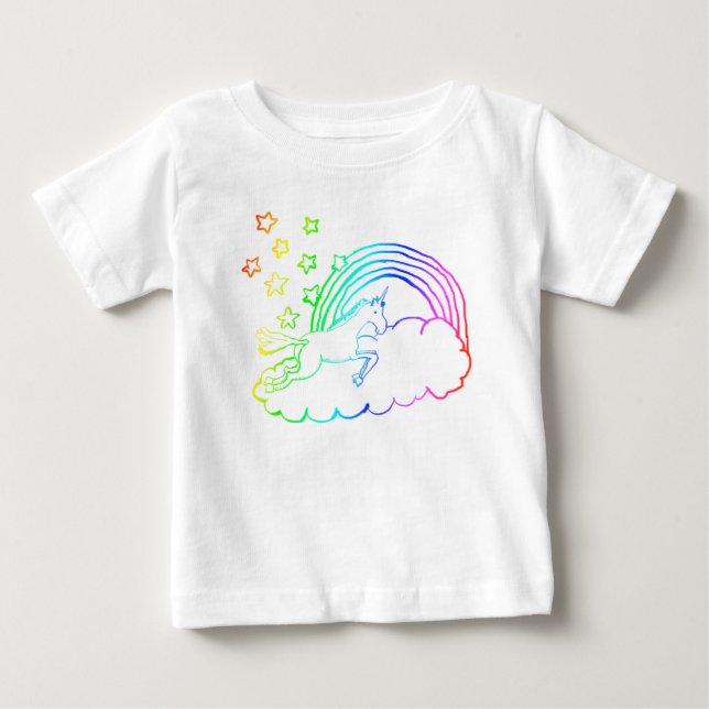 T-shirt Pour Bébé Arc-en-ciel de Unicorne (Devant)