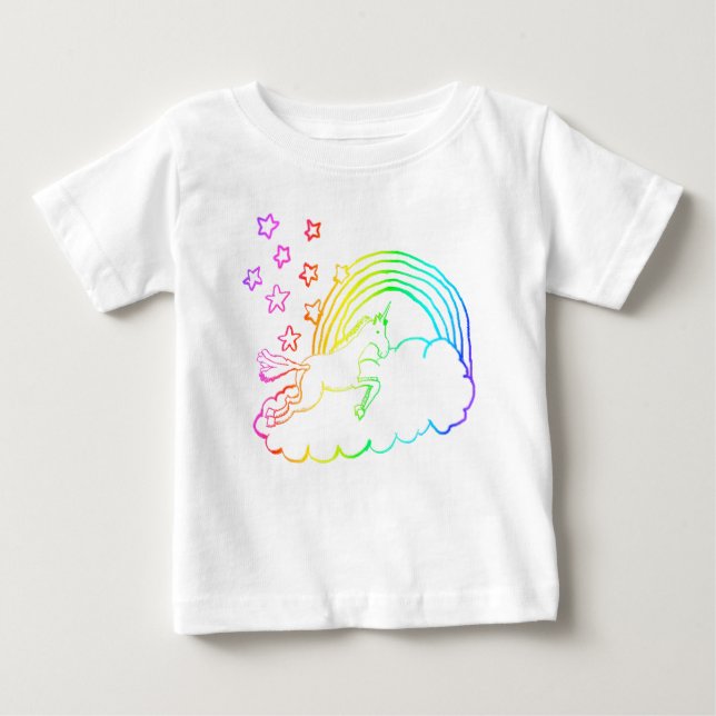 T-shirt Pour Bébé Arc-en-ciel d'Unicorne (Devant)