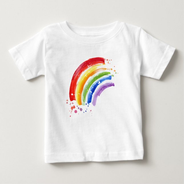 T-shirt Pour Bébé Arc-en-ciel en aquarelle (Devant)