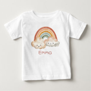 T-shirt Pour Bébé Arc-en-ciel et nuages personnalisés
