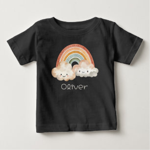T-shirt Pour Bébé Arc-en-ciel et Nuages Personnalisés Mignons