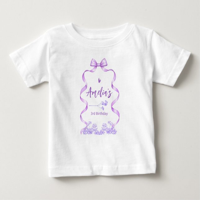 T-shirt Pour Bébé Arc-en-ciel Nœud Papillon Anniversaire Tout Âge (Devant)
