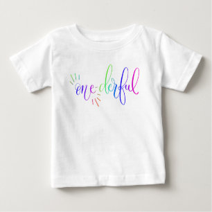 T-shirt Pour Bébé Arc en ciel Onederful Premier anniversaire Tee de