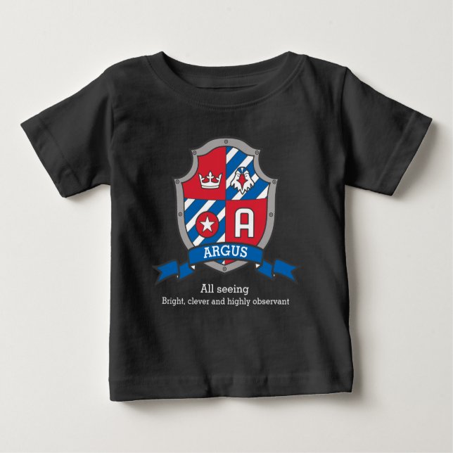 T-shirt Pour Bébé Argus boys Un nom & signification chevaliers boucl (Devant)