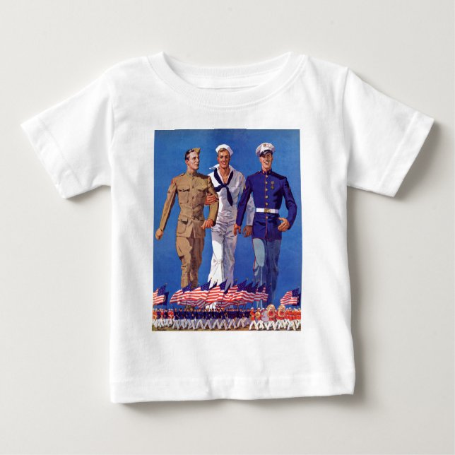 T-shirt Pour Bébé Armée, marine et marines (Devant)