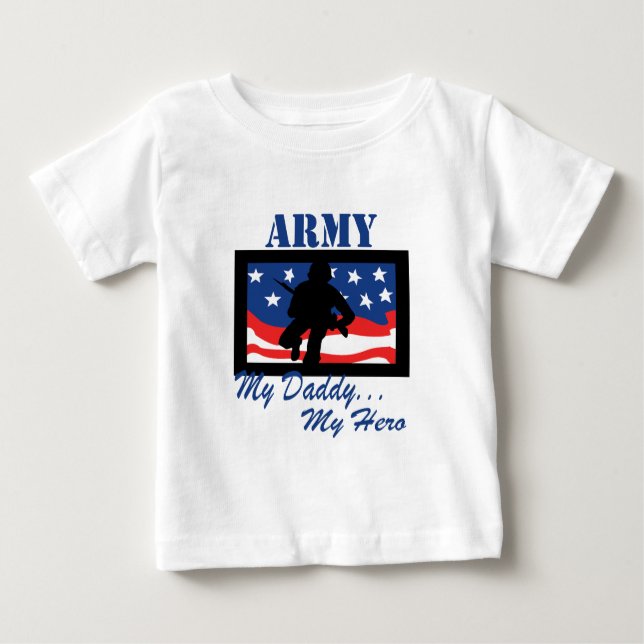 T-shirt Pour Bébé Armée mon papa mon héros (Devant)