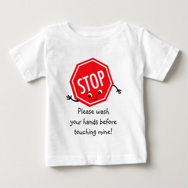 T-shirt Pour Bébé Arrêter S'Il Vous Plaît Chemise Laver (Manches Lon (Devant)