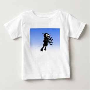 T-shirt Pour Bébé Arrière - plan Black Flying Robot Blue Sky