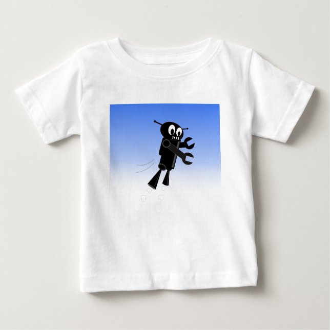 T-shirt Pour Bébé Arrière - plan Black Flying Robot Blue Sky (Devant)