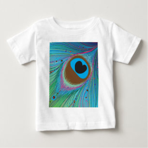 T-shirt Pour Bébé Arrière - plan des lignes de plumes de paon