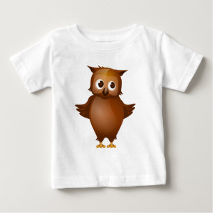 T-shirt Pour Bébé Arrière - plan Editable - hibou Brown mignon