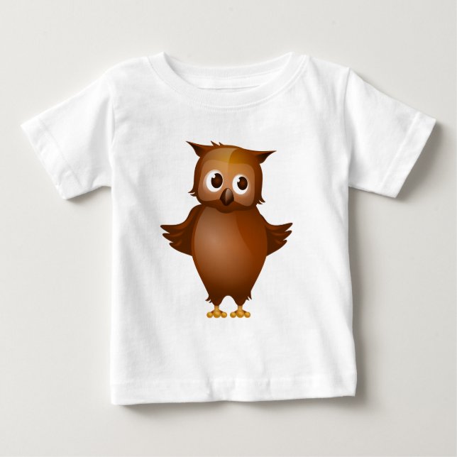 T-shirt Pour Bébé Arrière - plan Editable - hibou Brown mignon (Devant)