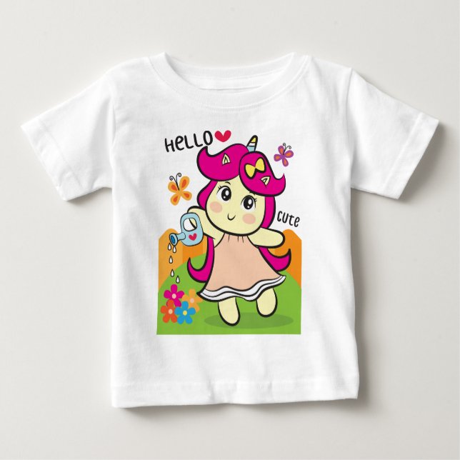 T-shirt Pour Bébé Arrosage de licorne (Devant)