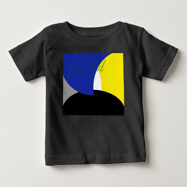 T-shirt Pour Bébé Art Abstrait Bleu Jaune (Devant)