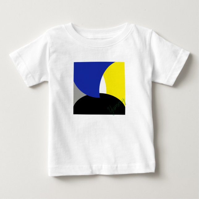 T-shirt Pour Bébé Art Abstrait bleu jaune (Devant)
