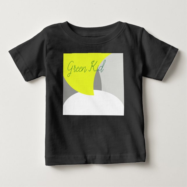 T-shirt Pour Bébé Art Abstrait gris jaune blanc (Devant)