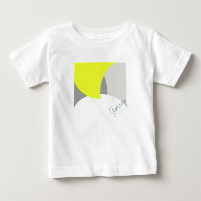 T-shirt Pour Bébé Art Abstrait gris jaune blanc (Devant)
