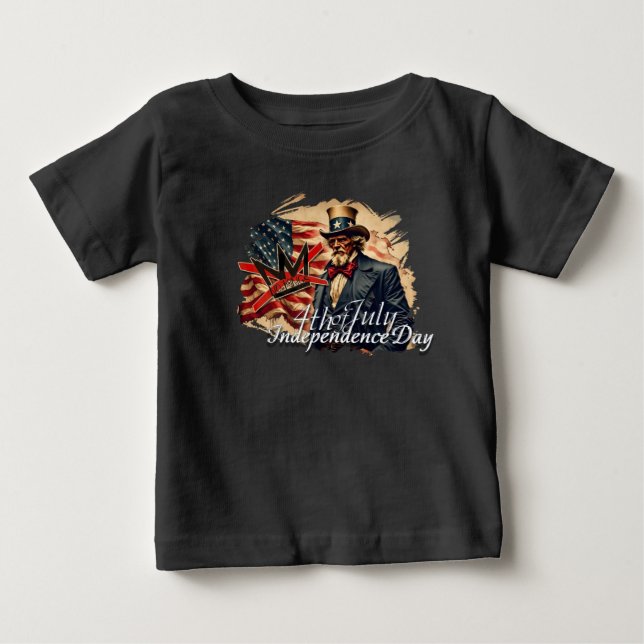 T-shirt Pour Bébé Art de la fête de l'indépendance de l'oncle Sam sa (Devant)