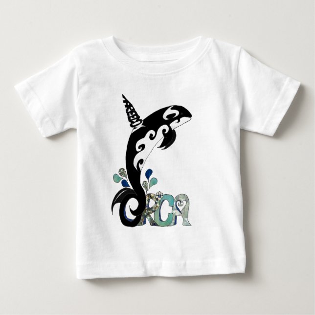 T-shirt Pour Bébé Art de la liberté des orques (Devant)