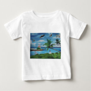 T-shirt Pour Bébé Art de la scène de plage tropicale